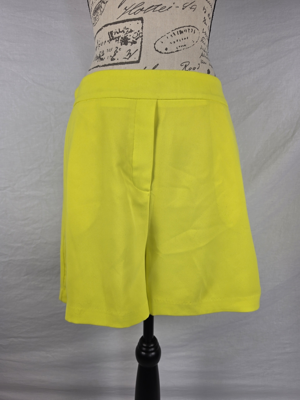 Skies Are Blue Neon Yellow Tailored High Waist Shorts - Size L